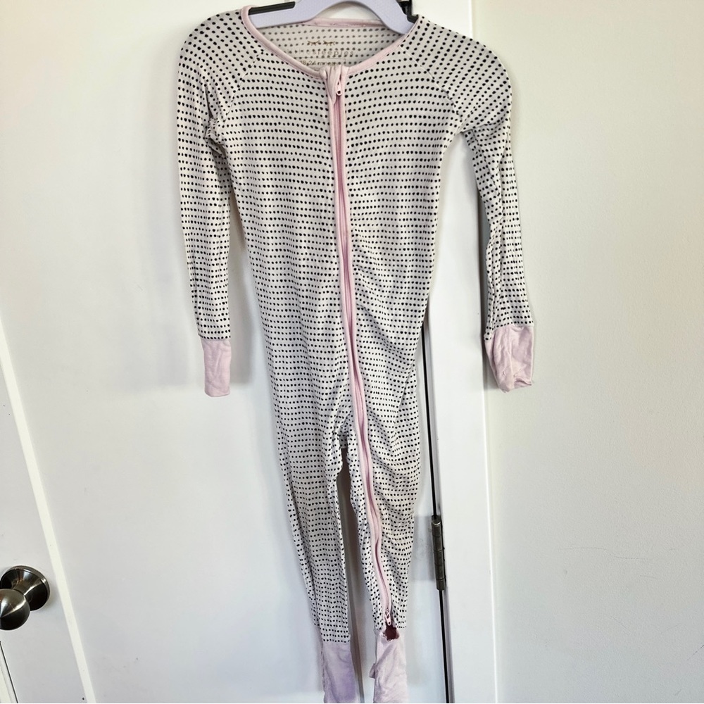 Little Sleepies white and black polka dots 18-24 Month Bamboo Viscose ZIPPY